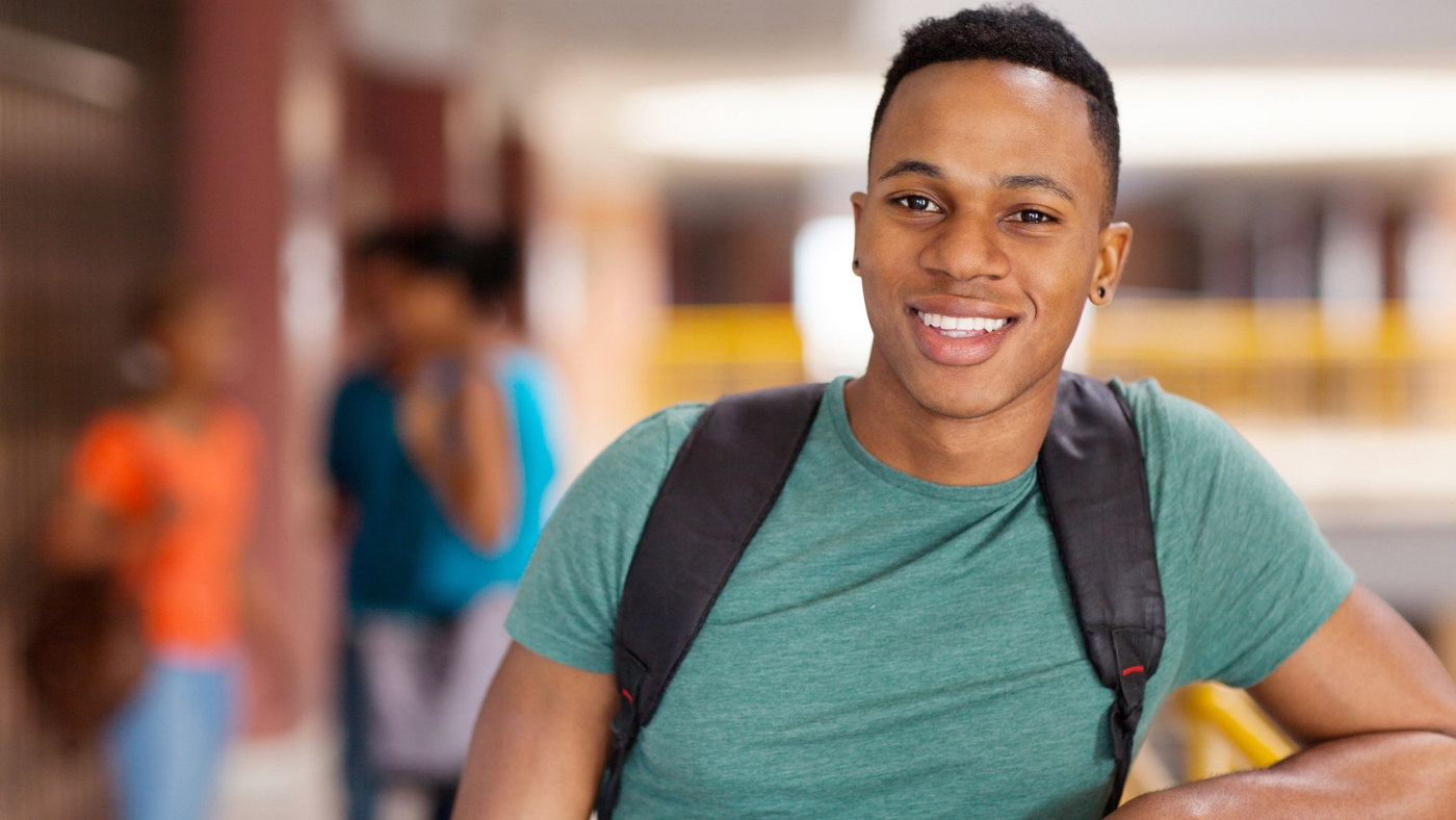 handsome male african american college student