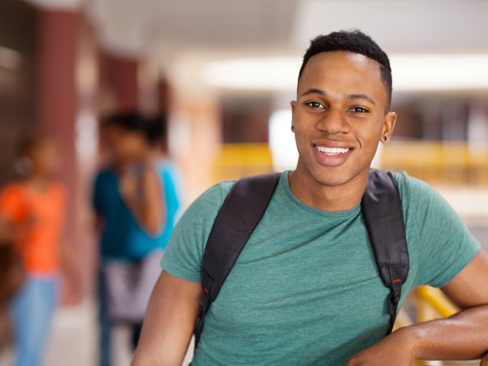 handsome male african american college student