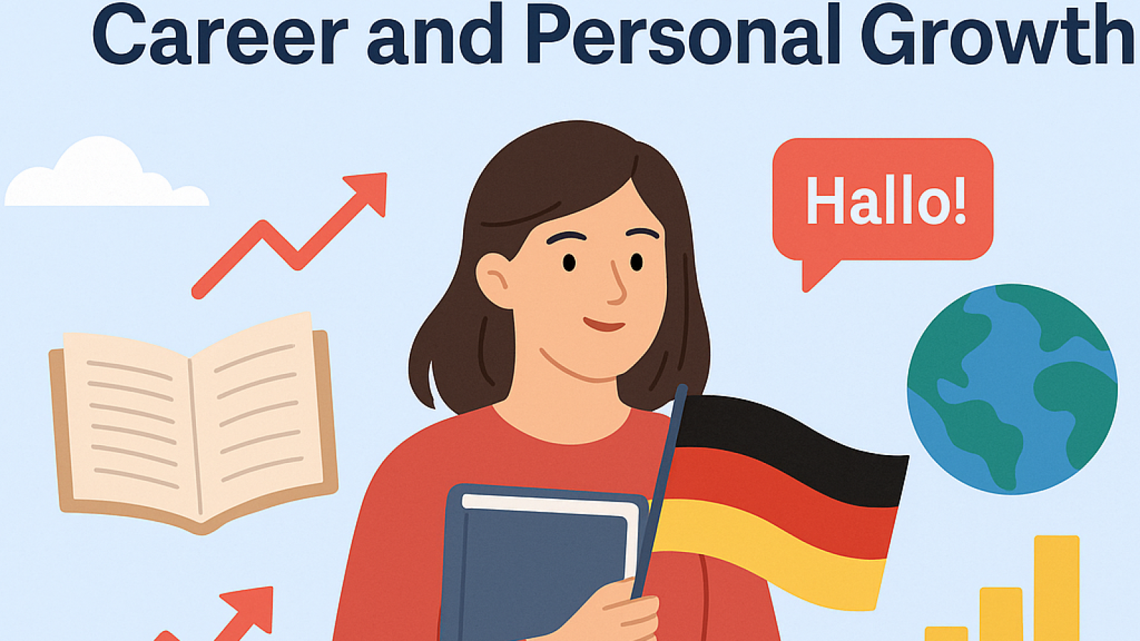 A graphic illustration on why learning German is a smart move for your career and personal growth