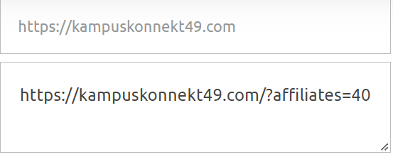 Box with the initial link and the Teacher Affiliate's link